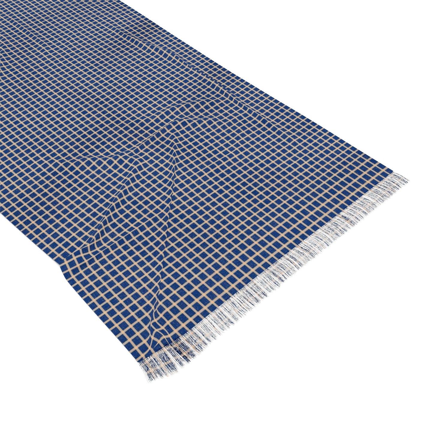 Blue & Tan Gingham Lightweight Scarf