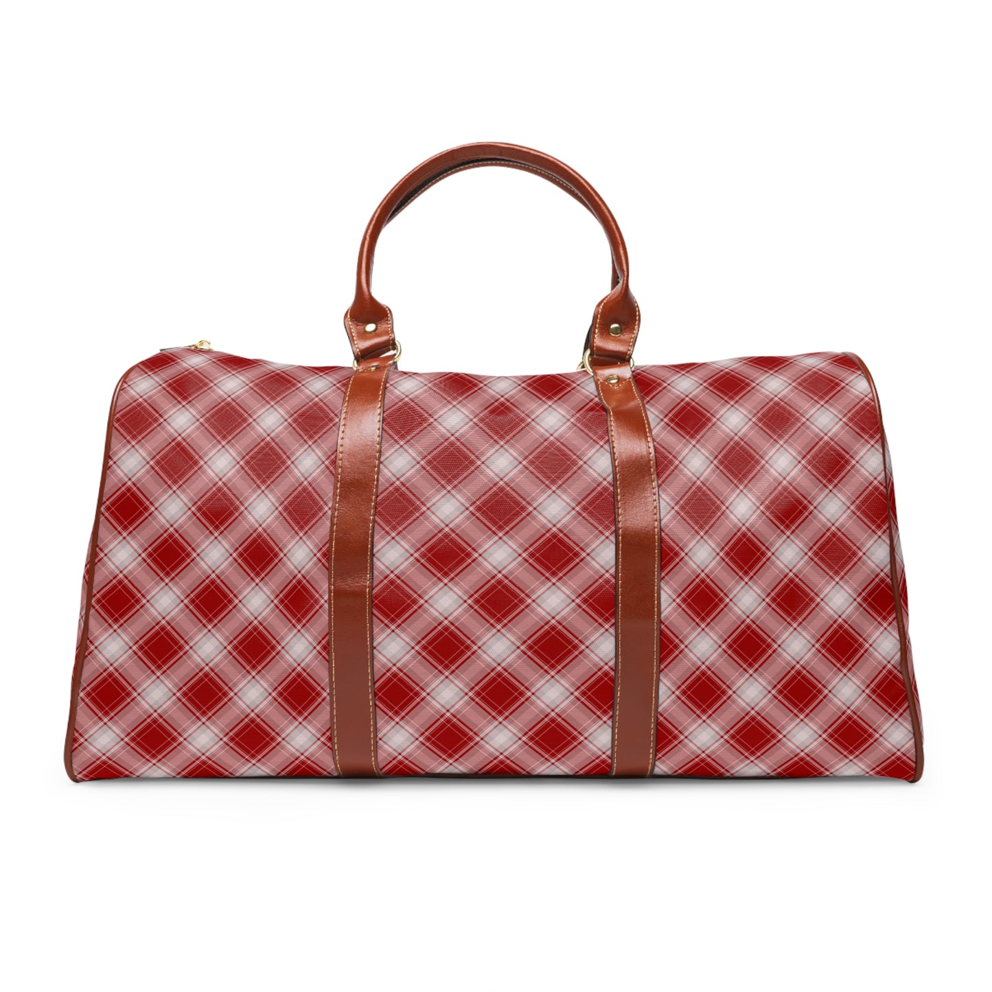 Red Plaid Waterproof Travel Bag