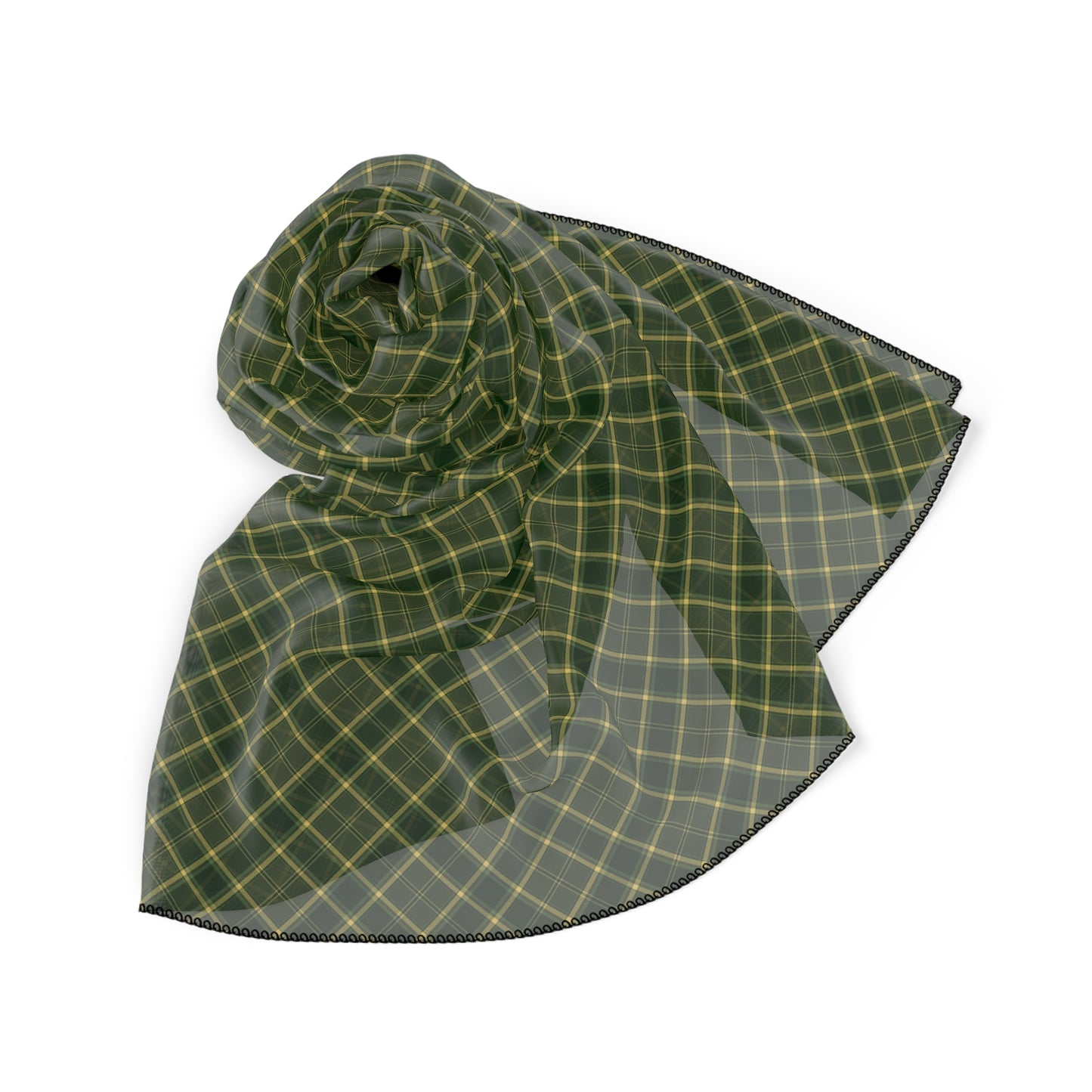 Green Plaid Chiffon or Voile Scarf
