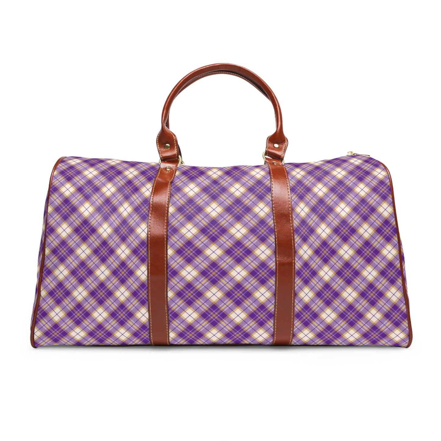 Purple Plaid Waterproof Travel Bag