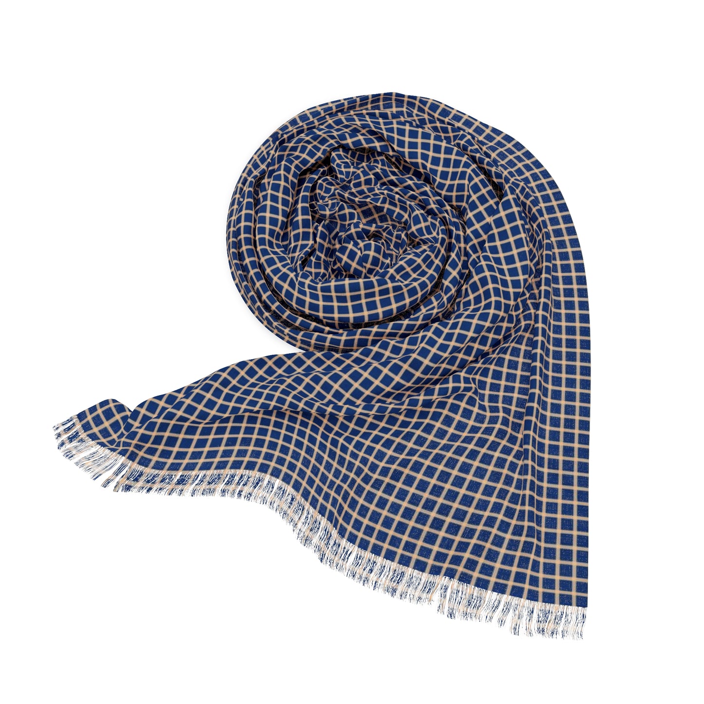 Blue & Tan Gingham Lightweight Scarf