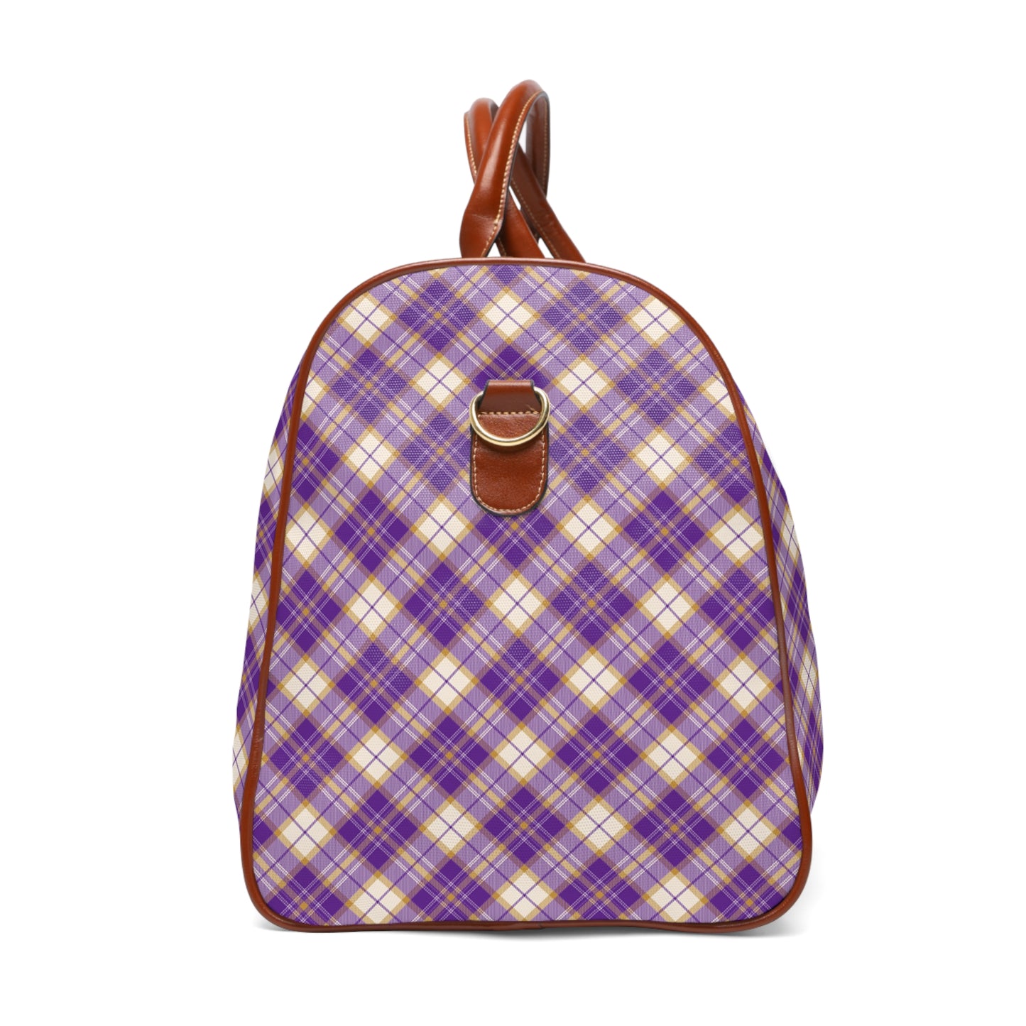 Purple Plaid Waterproof Travel Bag