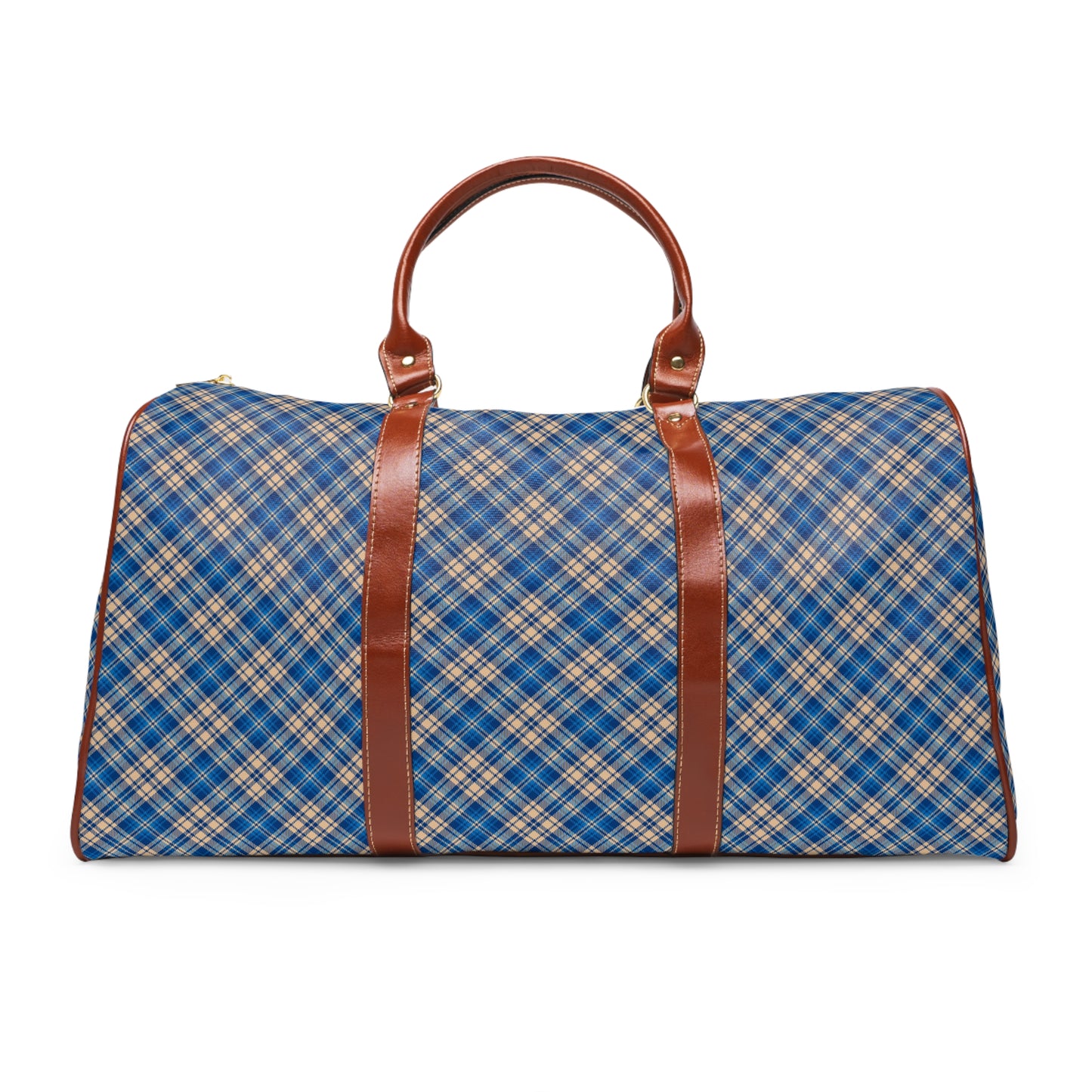 Blue Plaid Waterproof Travel Bag