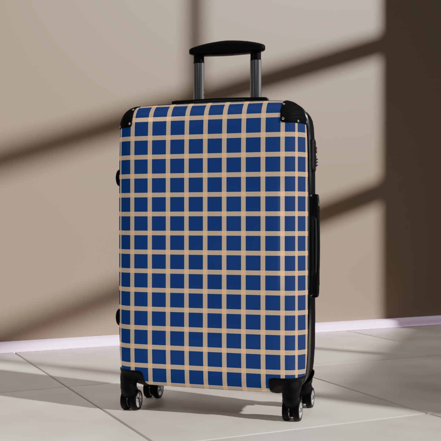 Blue & Tan Gingham Suitcase