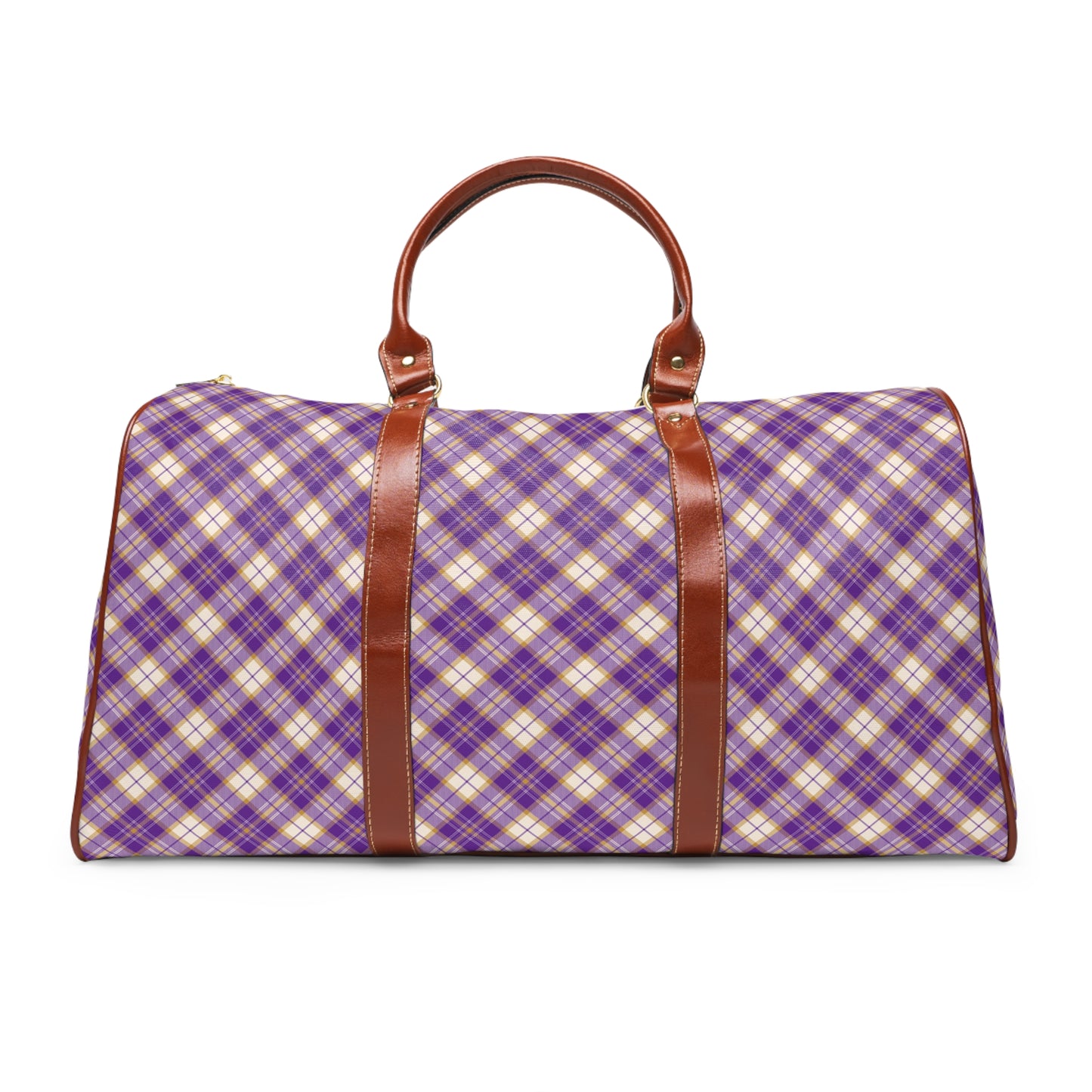Purple Plaid Waterproof Travel Bag