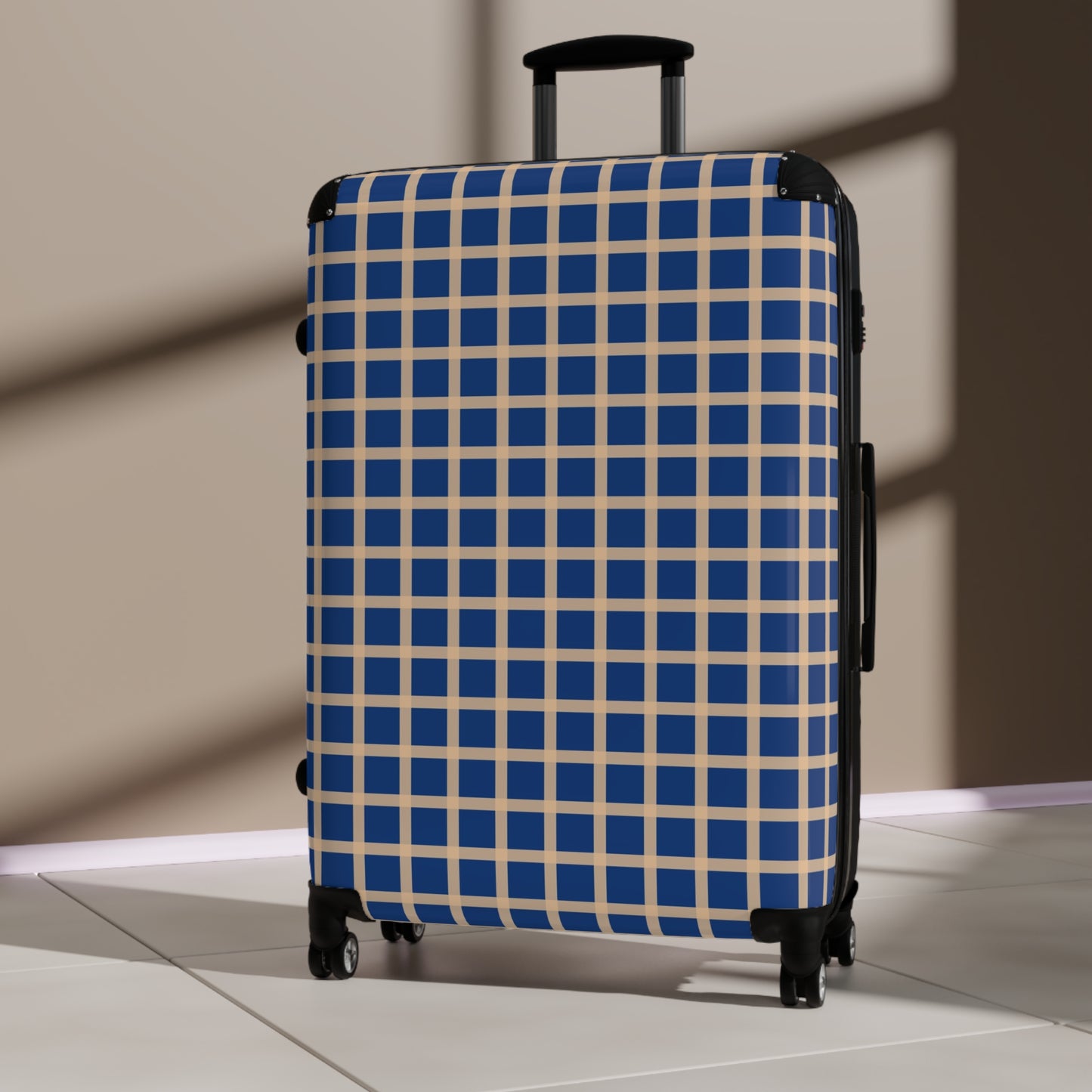 Blue & Tan Gingham Suitcase