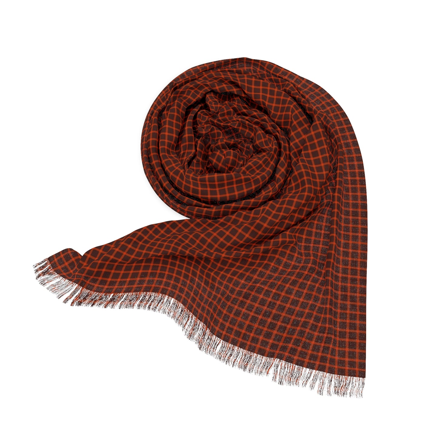 Brown & Orange Gingham Lightweight Scarf