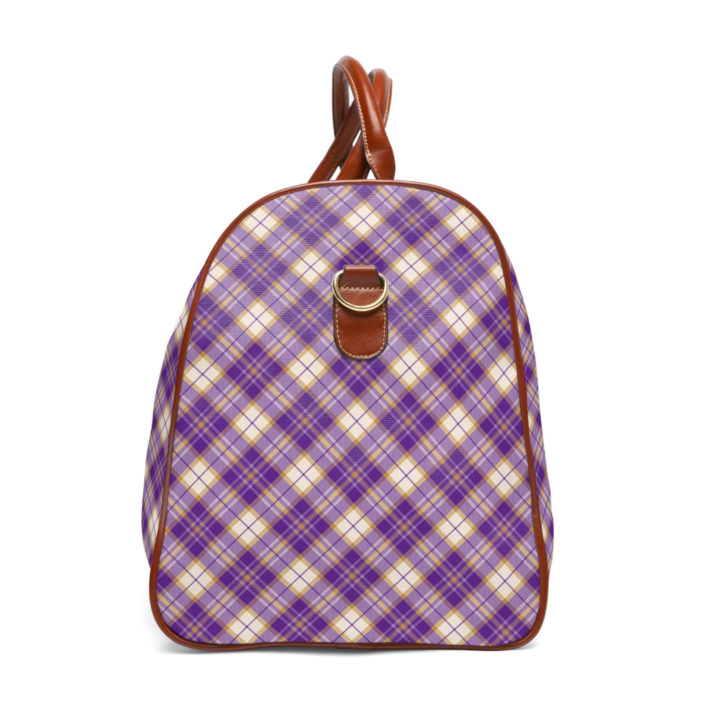 Purple Plaid Waterproof Travel Bag