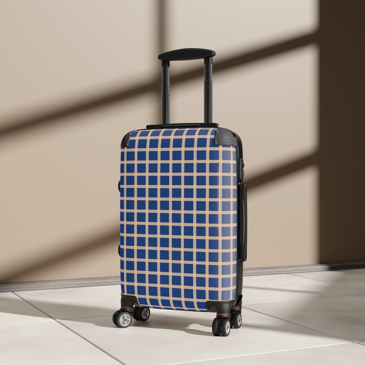 Blue & Tan Gingham Suitcase