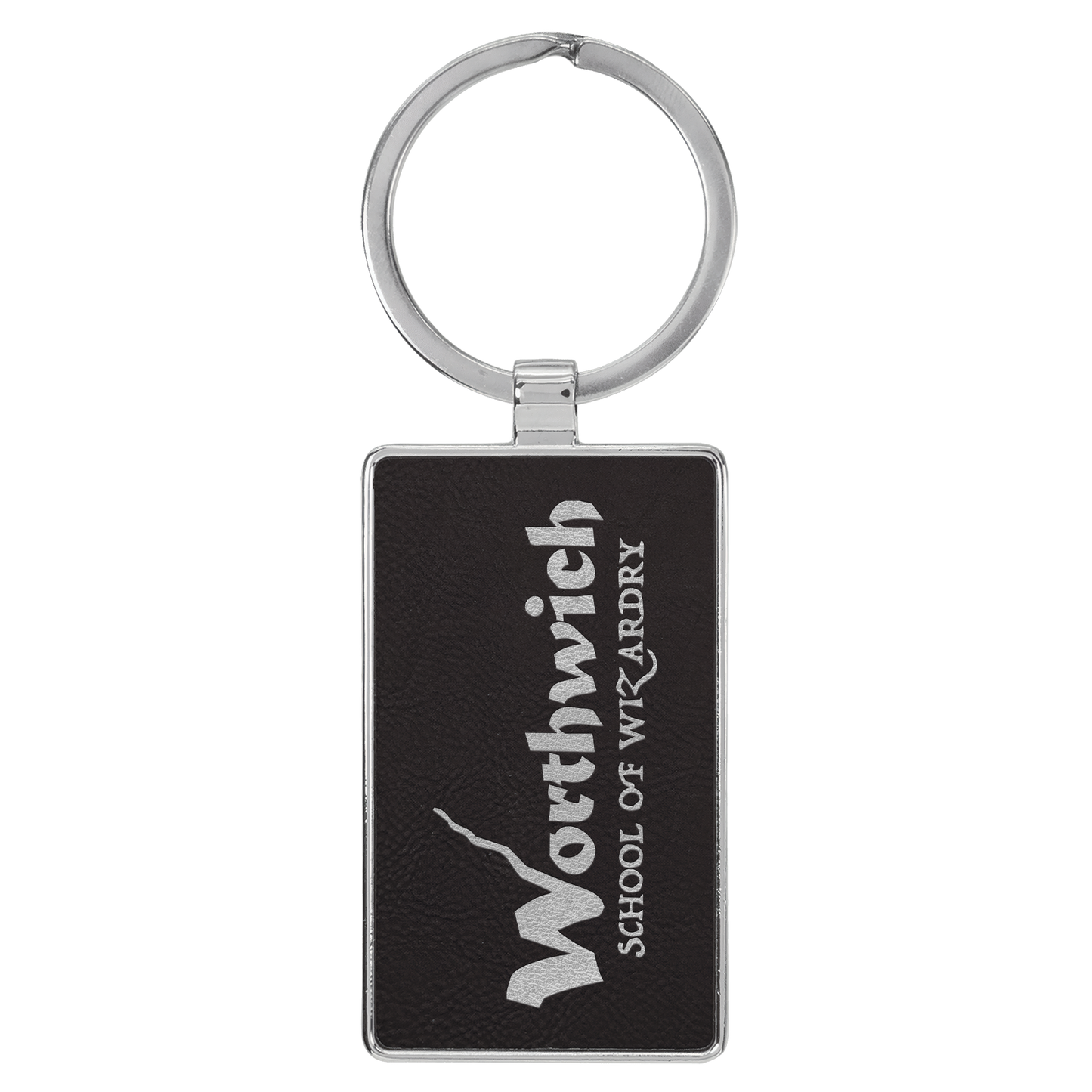 Rectangle Leatherette and Metal Keychain