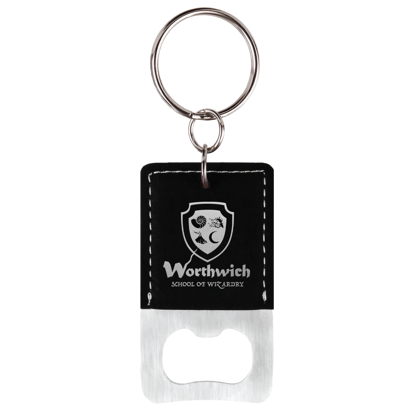 Rectangle Leatherette Bottle Opener Keychain