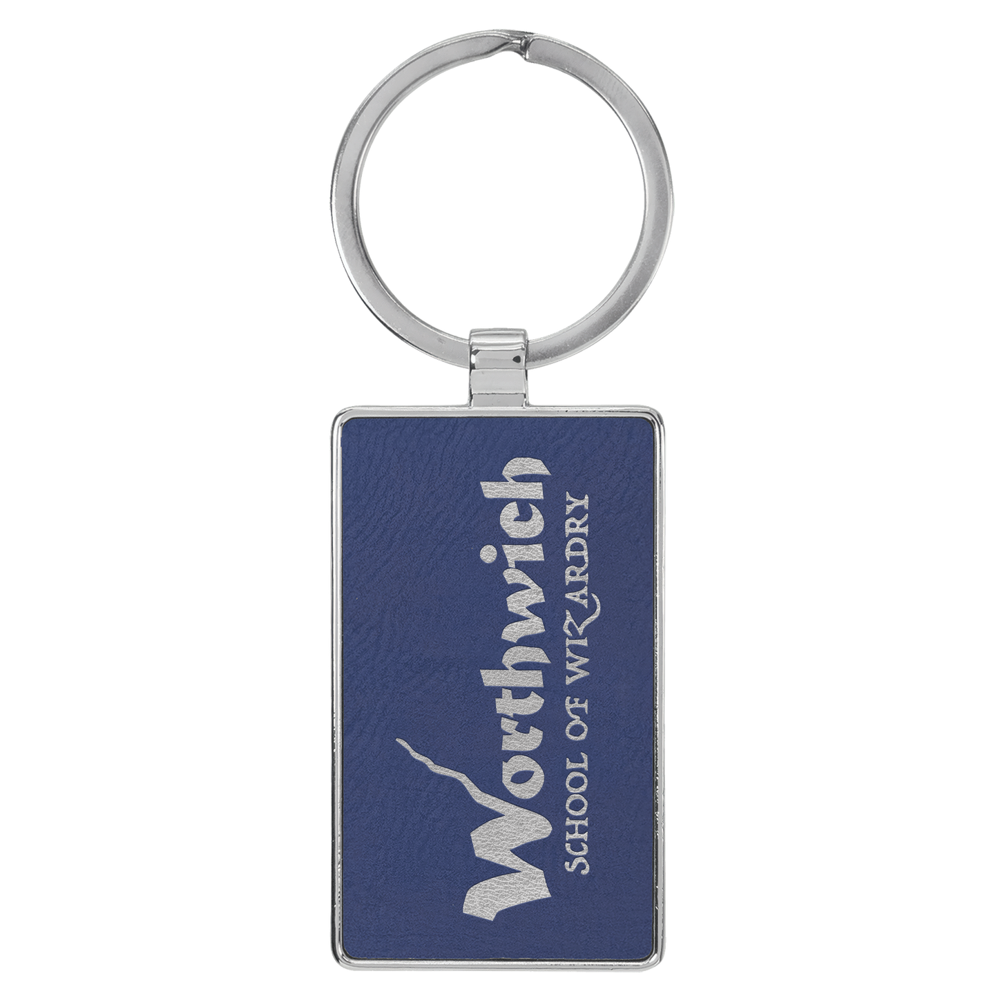 Rectangle Leatherette and Metal Keychain
