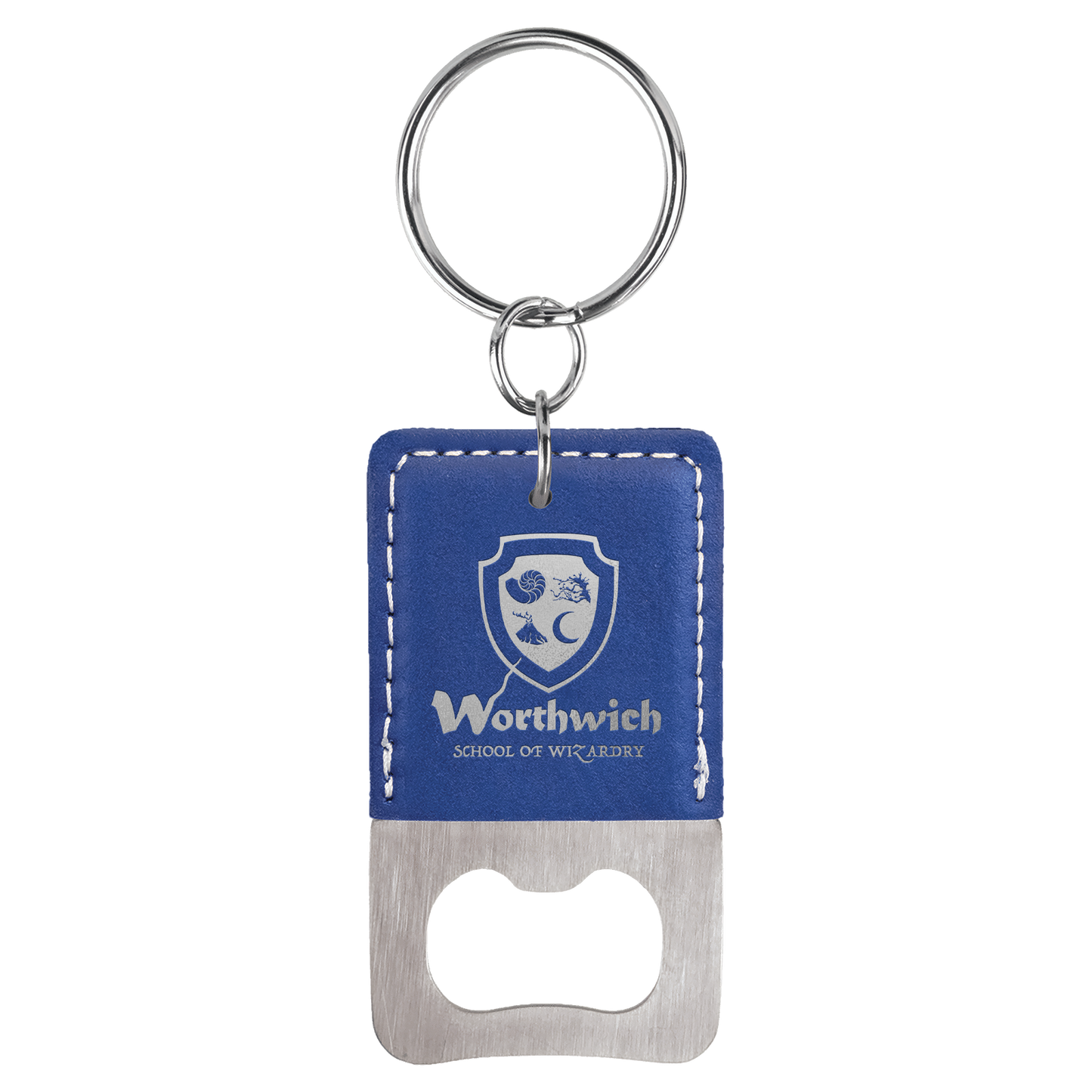 Rectangle Leatherette Bottle Opener Keychain