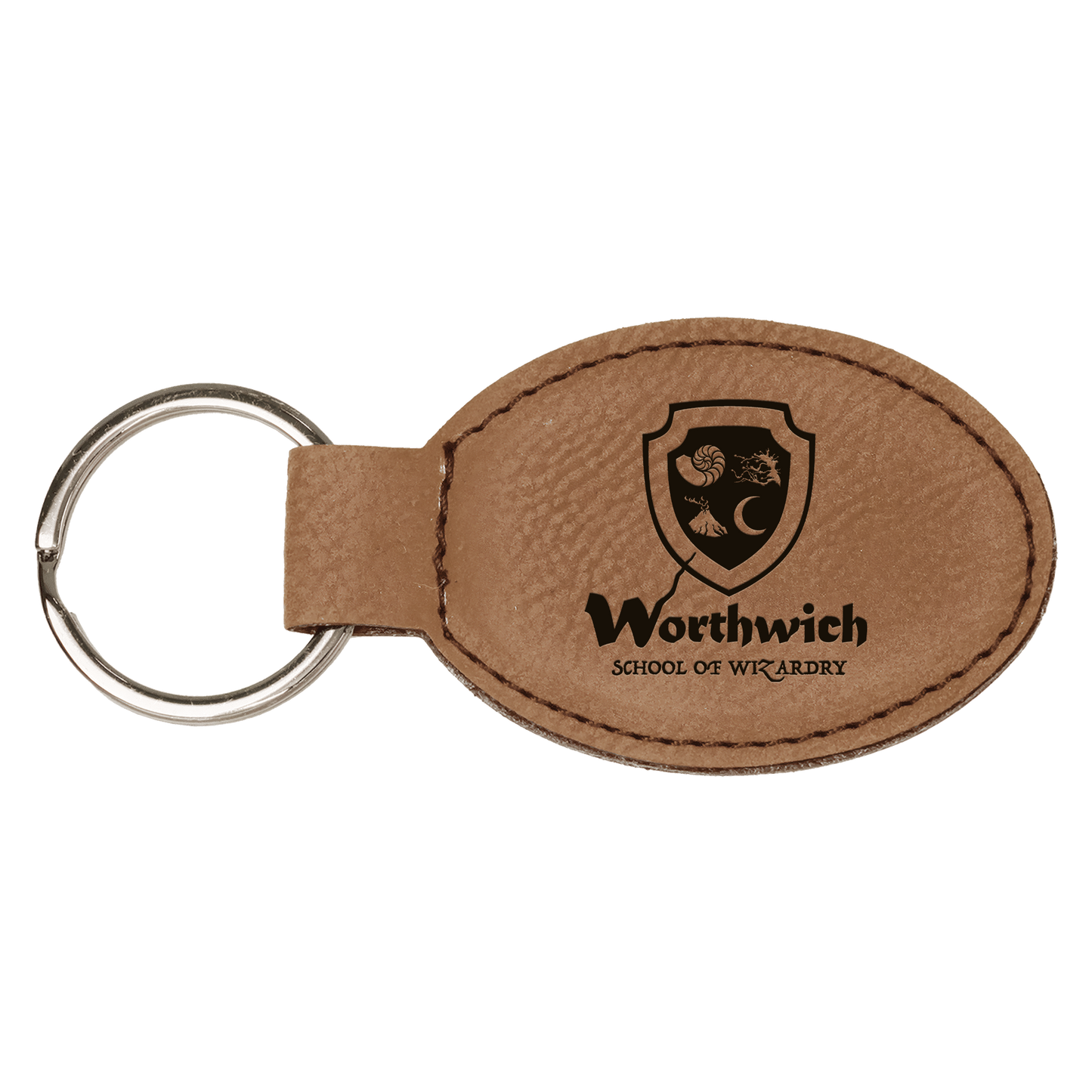 Oval Leatherette Keychain