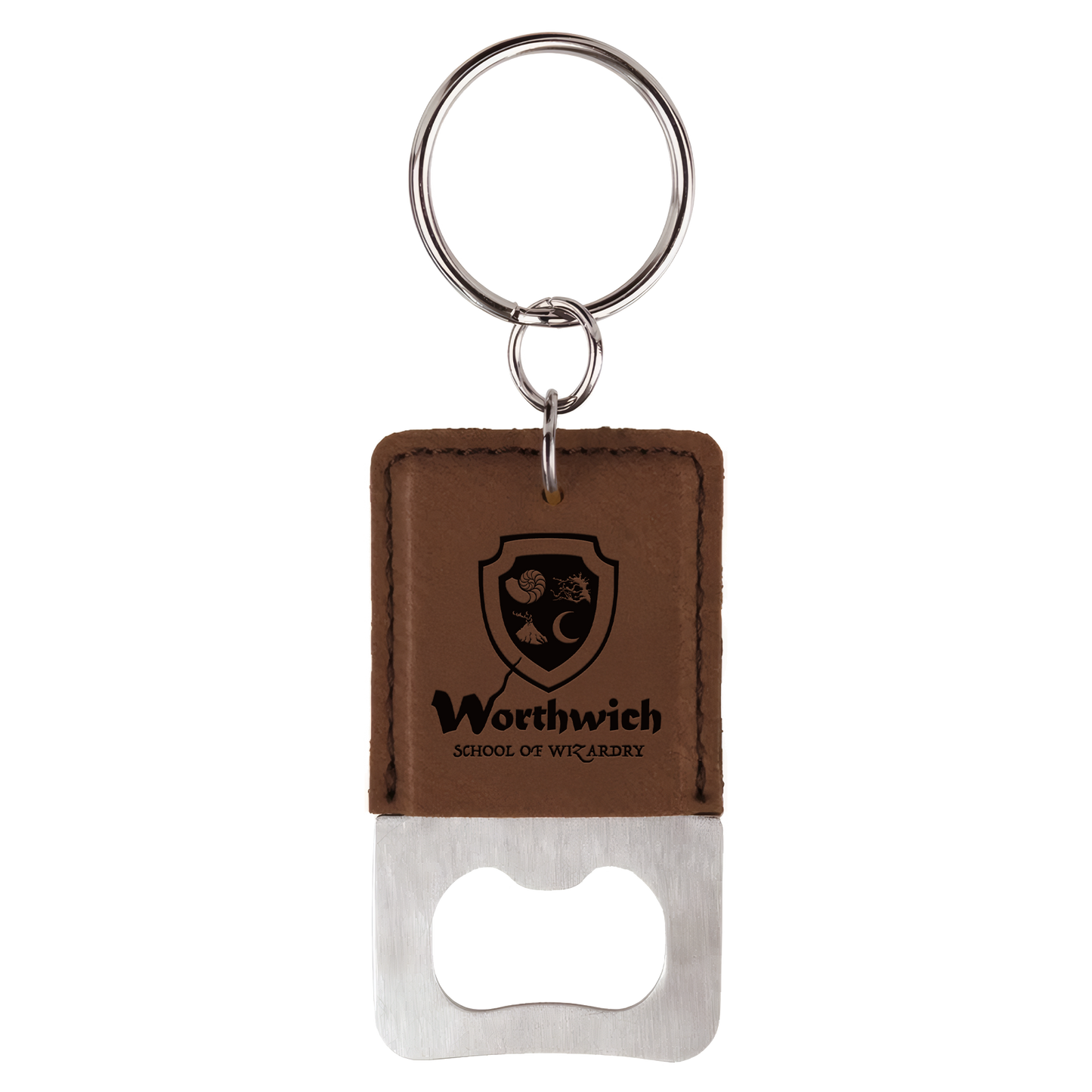 Rectangle Leatherette Bottle Opener Keychain