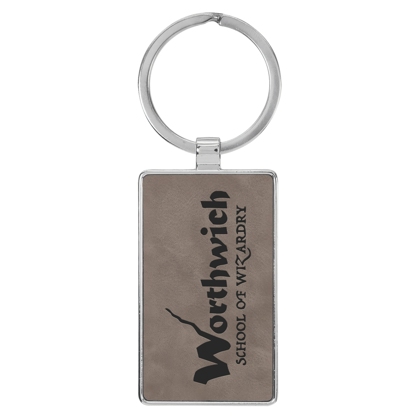 Rectangle Leatherette and Metal Keychain