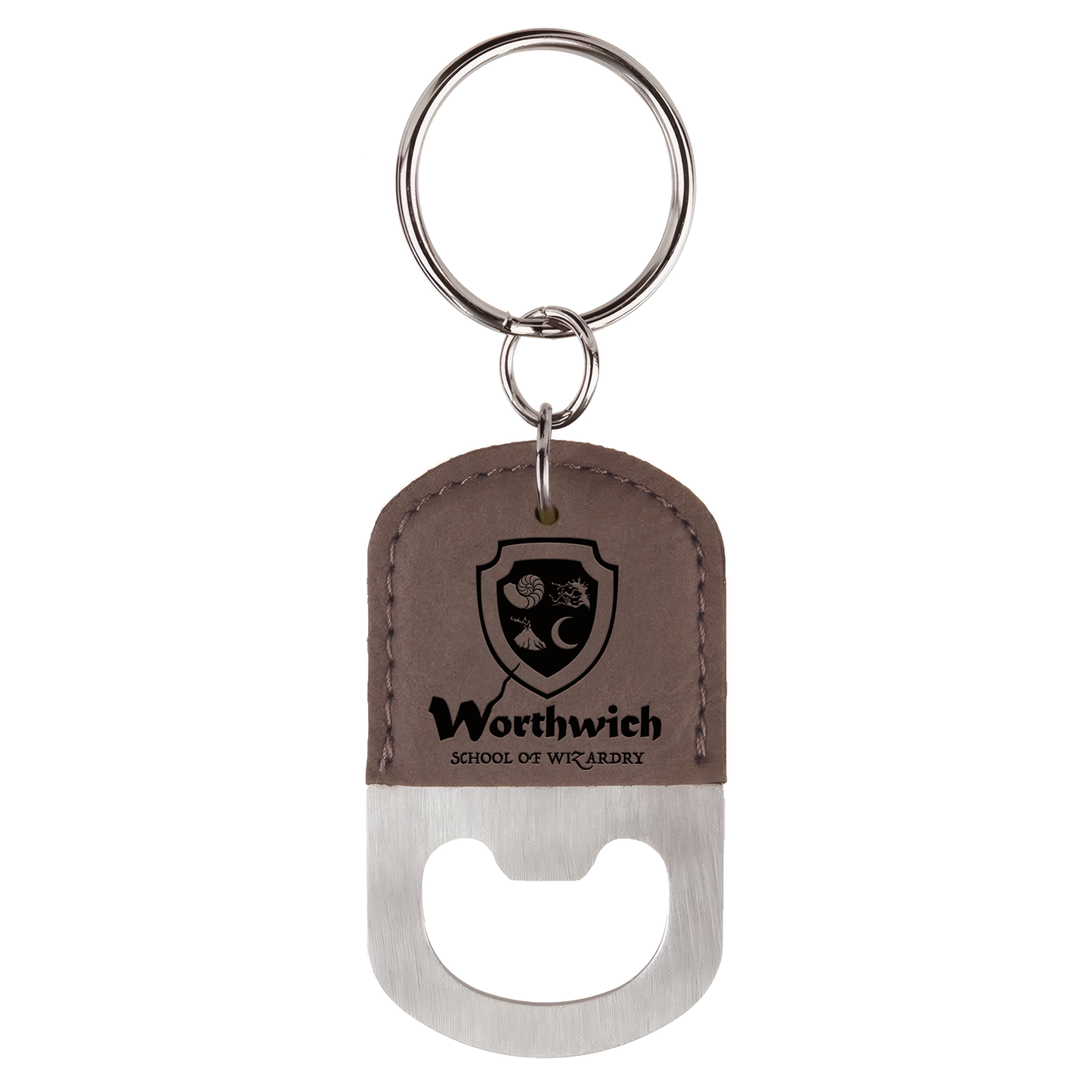 Oval Leatherette Bottle Opener Keychain