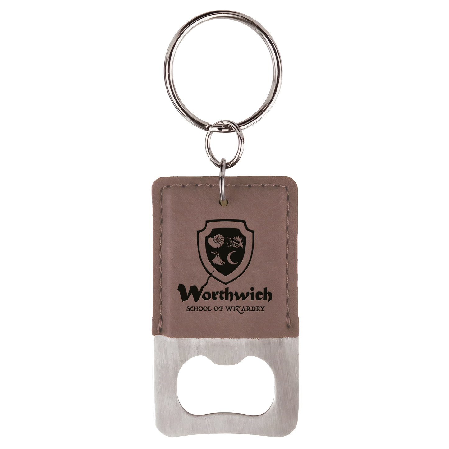 Rectangle Leatherette Bottle Opener Keychain