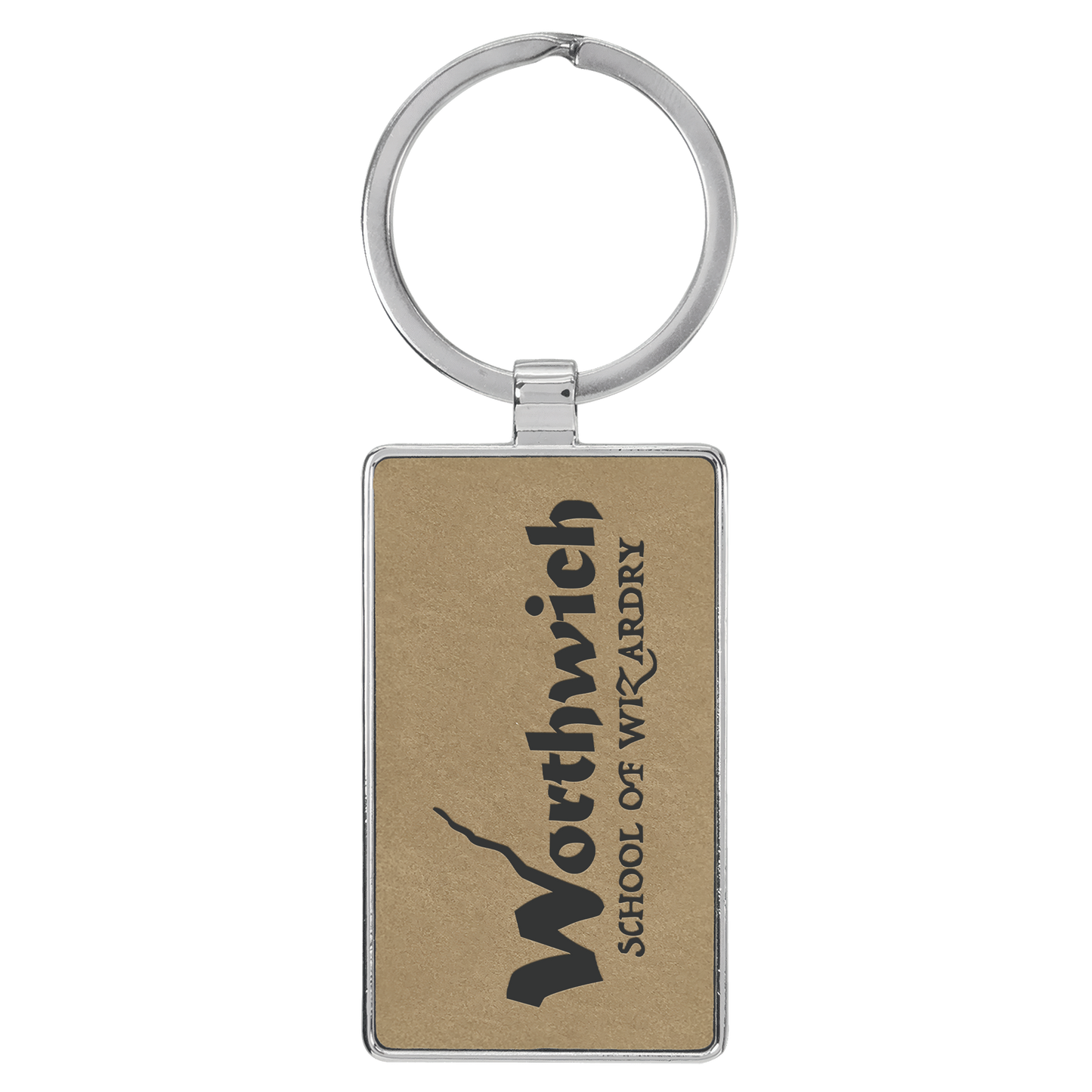Rectangle Leatherette and Metal Keychain