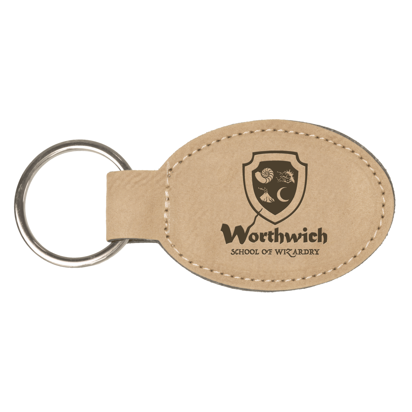 Oval Leatherette Keychain