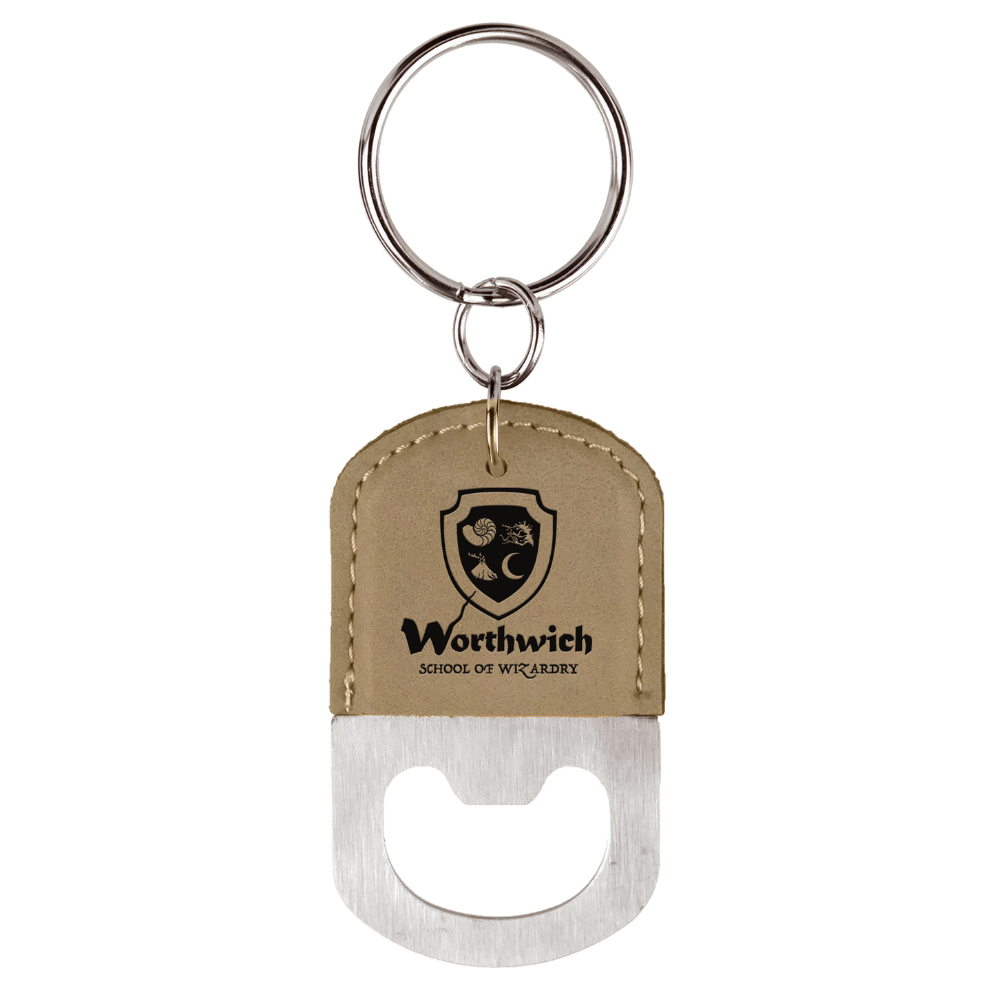 Oval Leatherette Bottle Opener Keychain