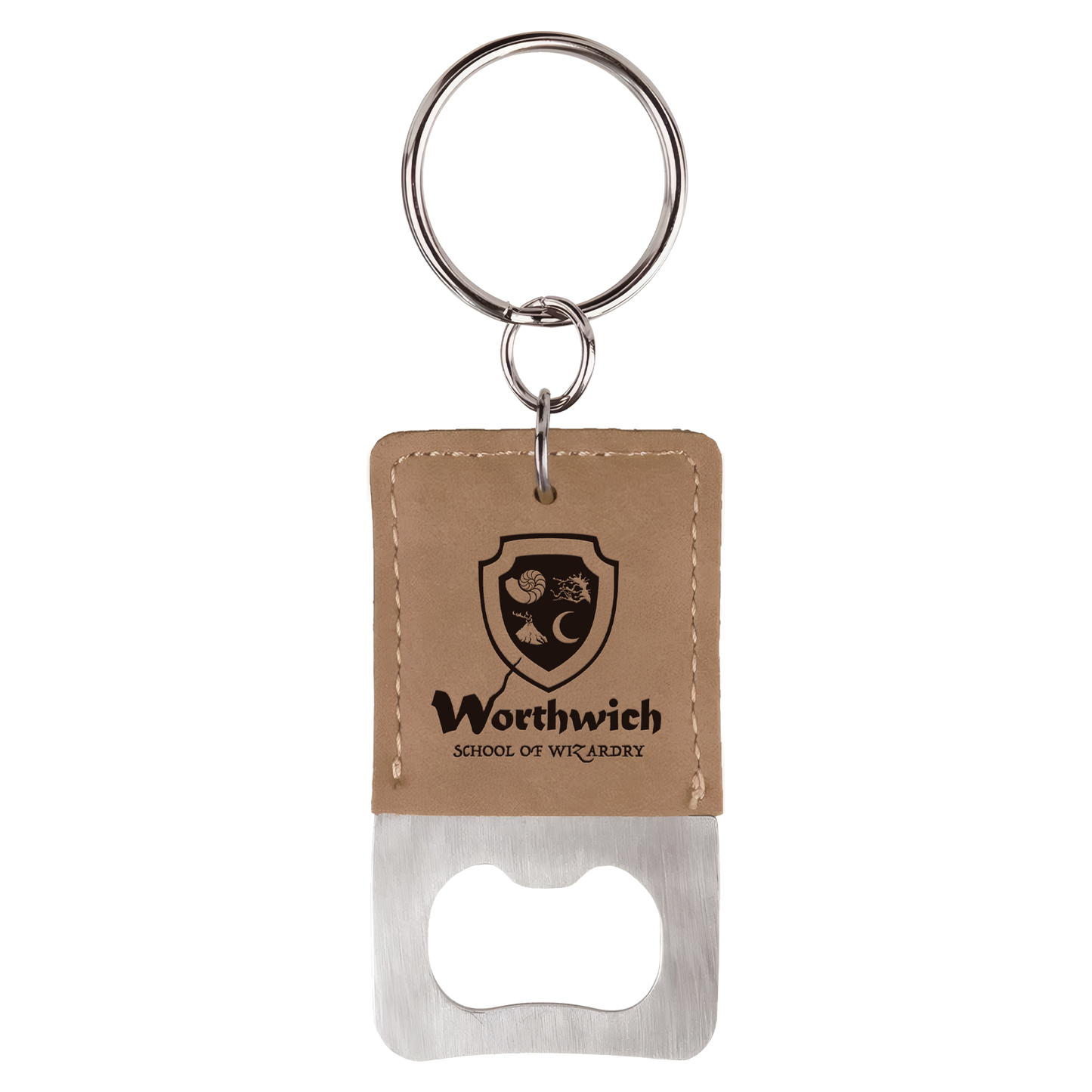 Rectangle Leatherette Bottle Opener Keychain