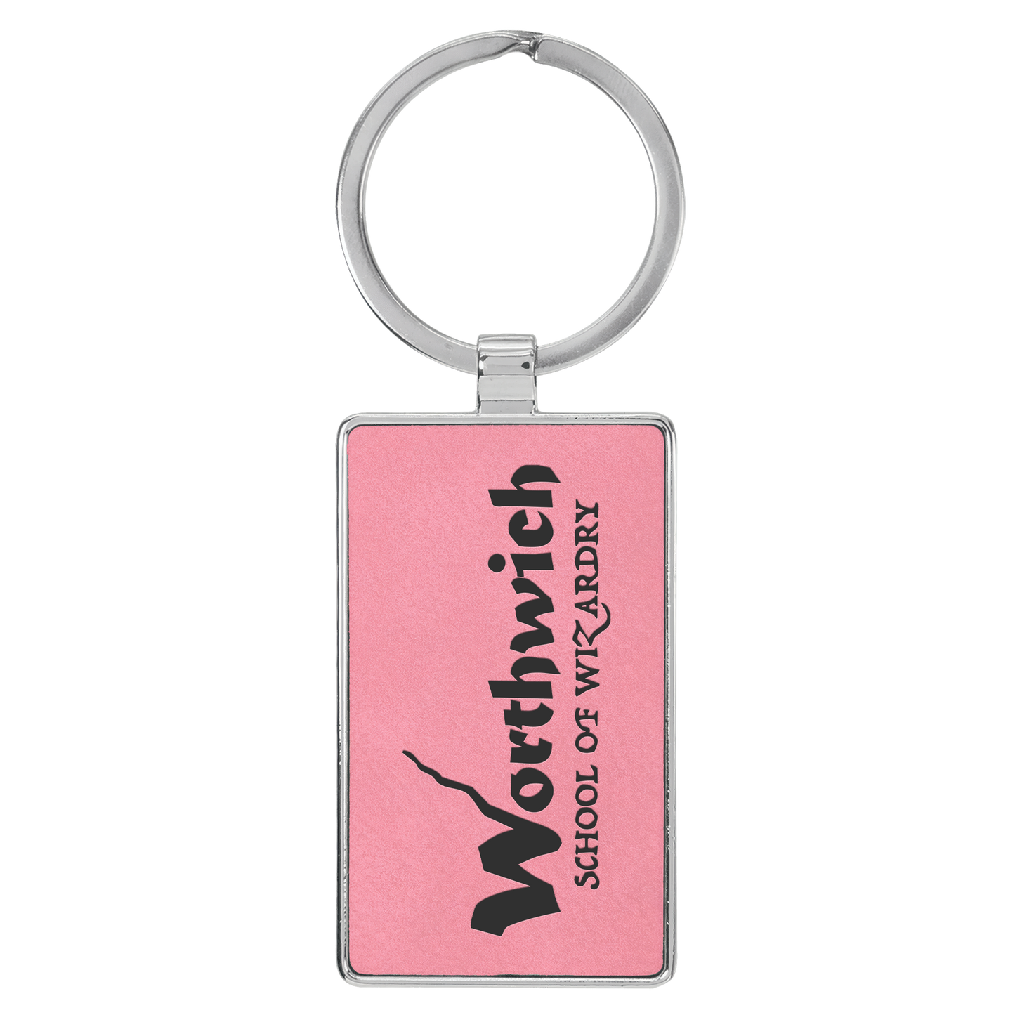 Rectangle Leatherette and Metal Keychain