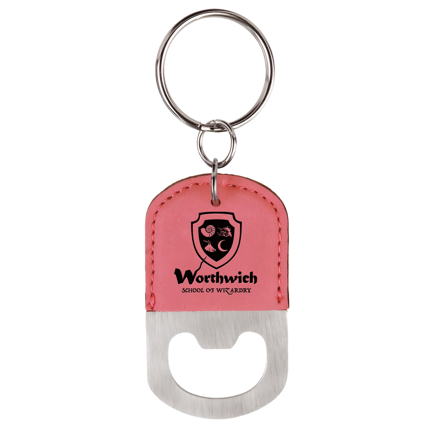 Oval Leatherette Bottle Opener Keychain