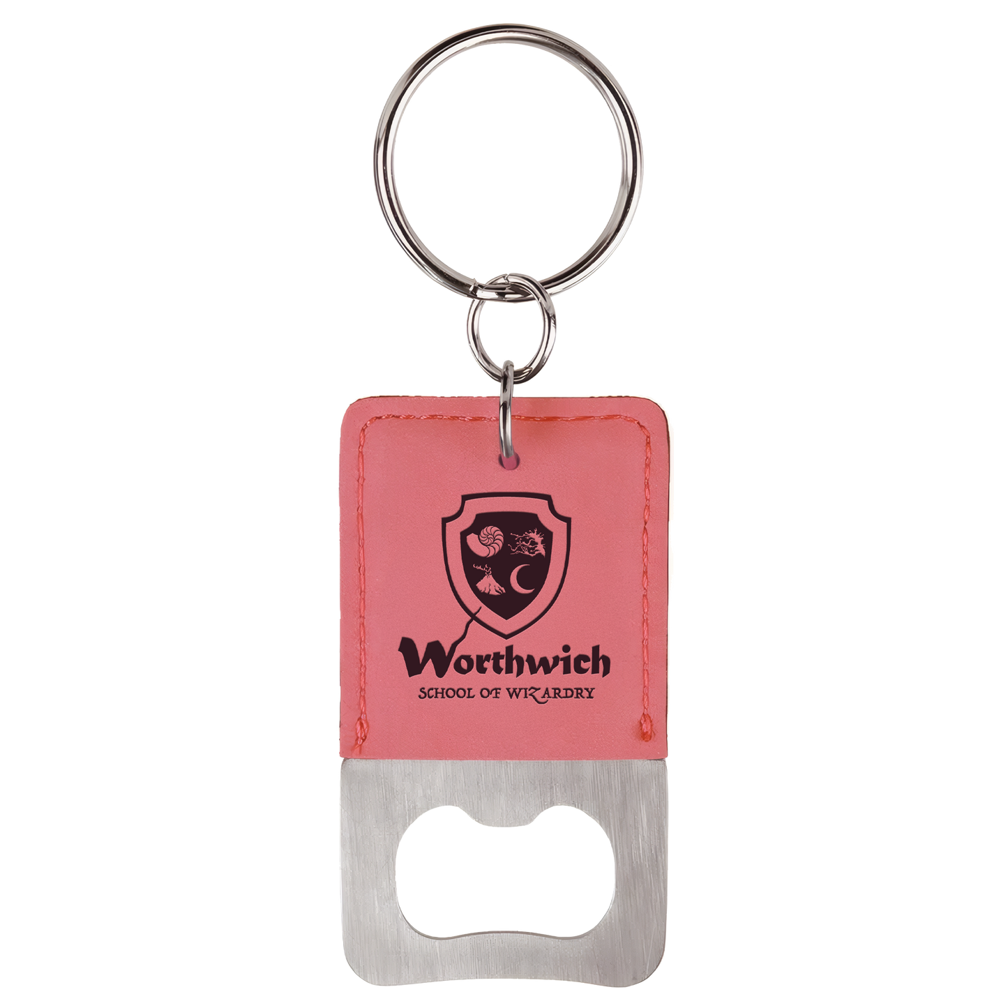 Rectangle Leatherette Bottle Opener Keychain
