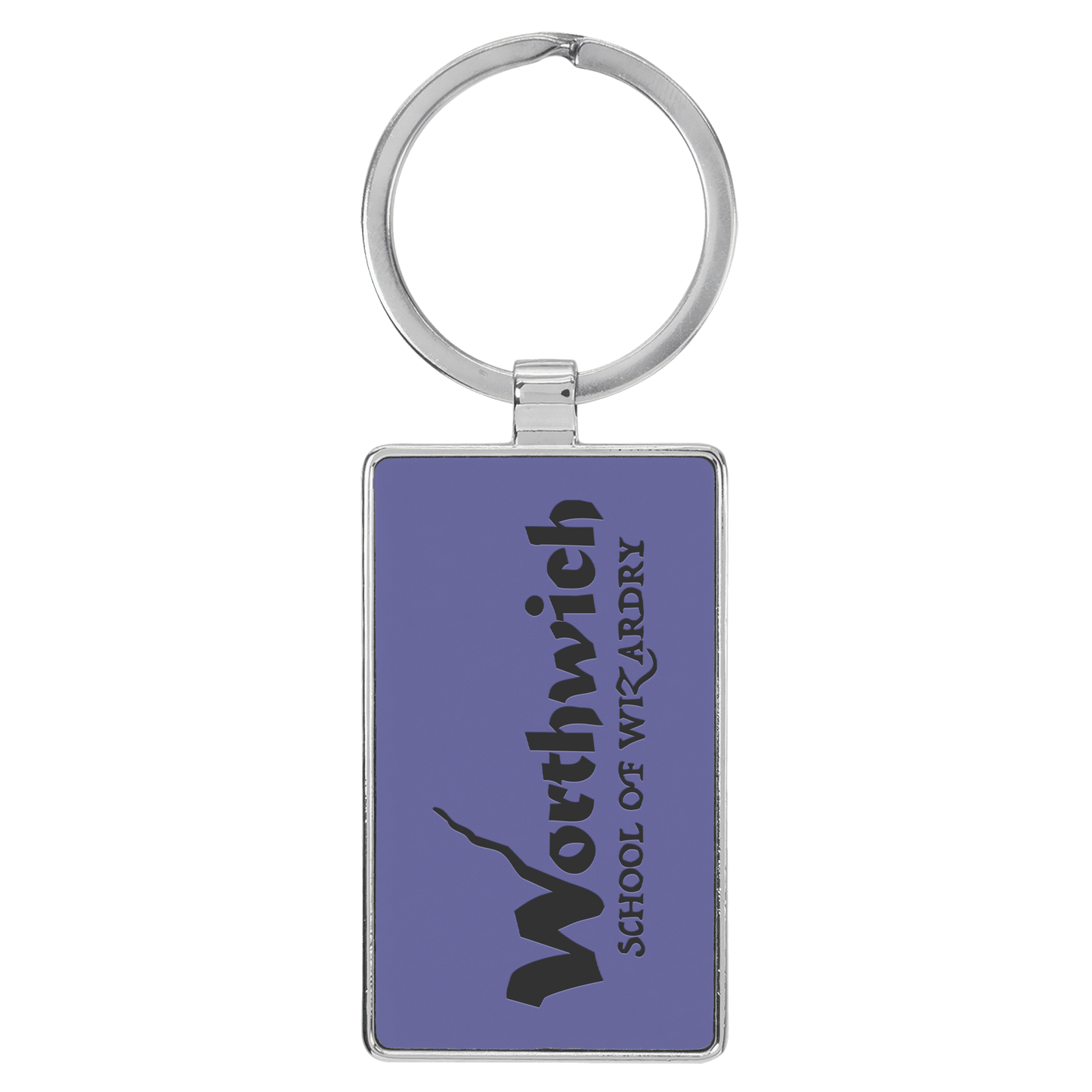 Rectangle Leatherette and Metal Keychain