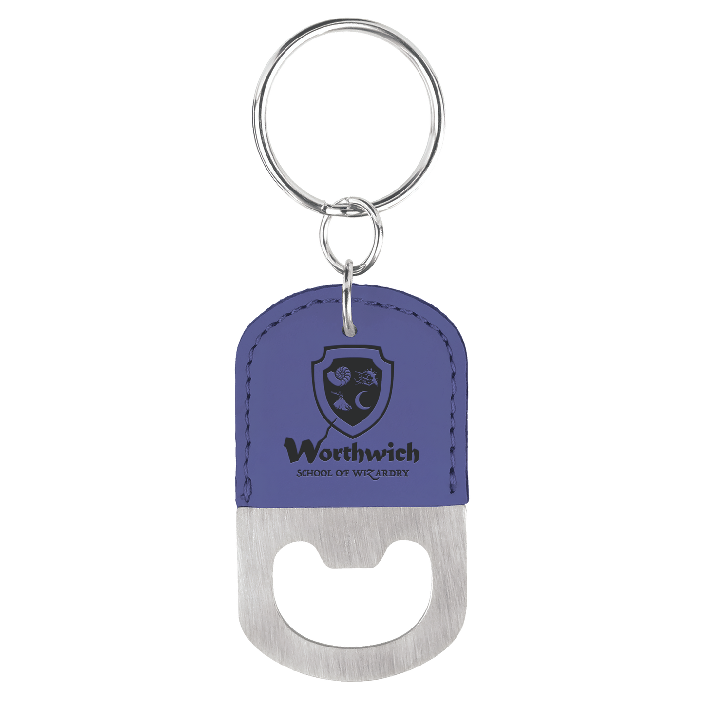 Oval Leatherette Bottle Opener Keychain
