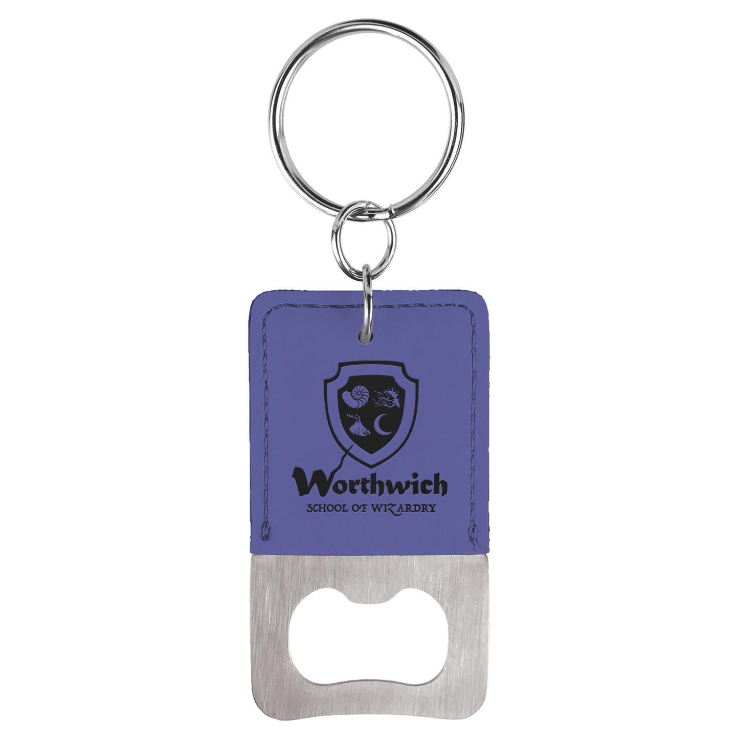 Rectangle Leatherette Bottle Opener Keychain