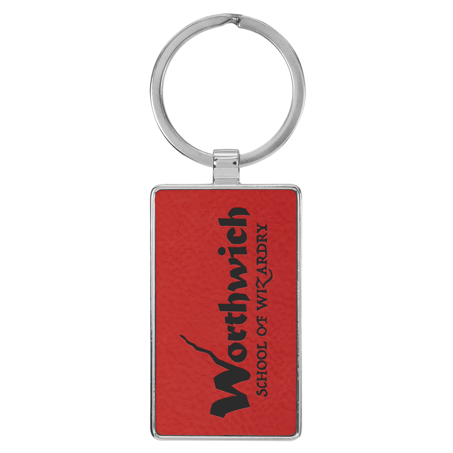 Rectangle Leatherette and Metal Keychain
