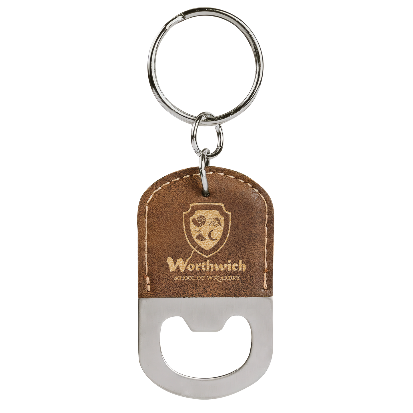 Oval Leatherette Bottle Opener Keychain