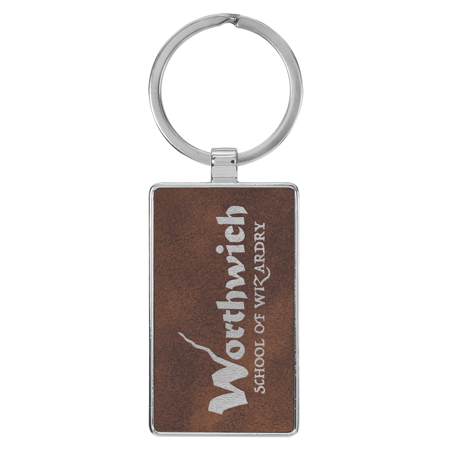 Rectangle Leatherette and Metal Keychain