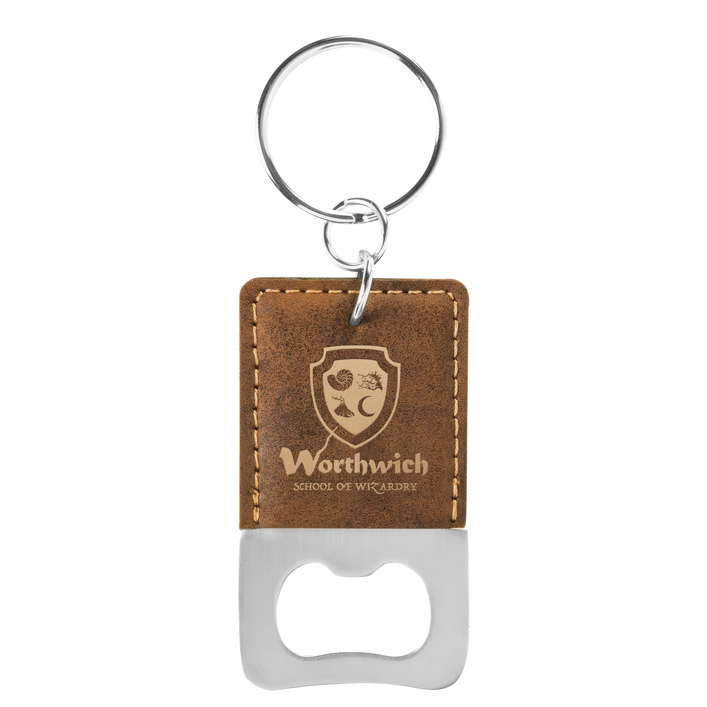 Rectangle Leatherette Bottle Opener Keychain