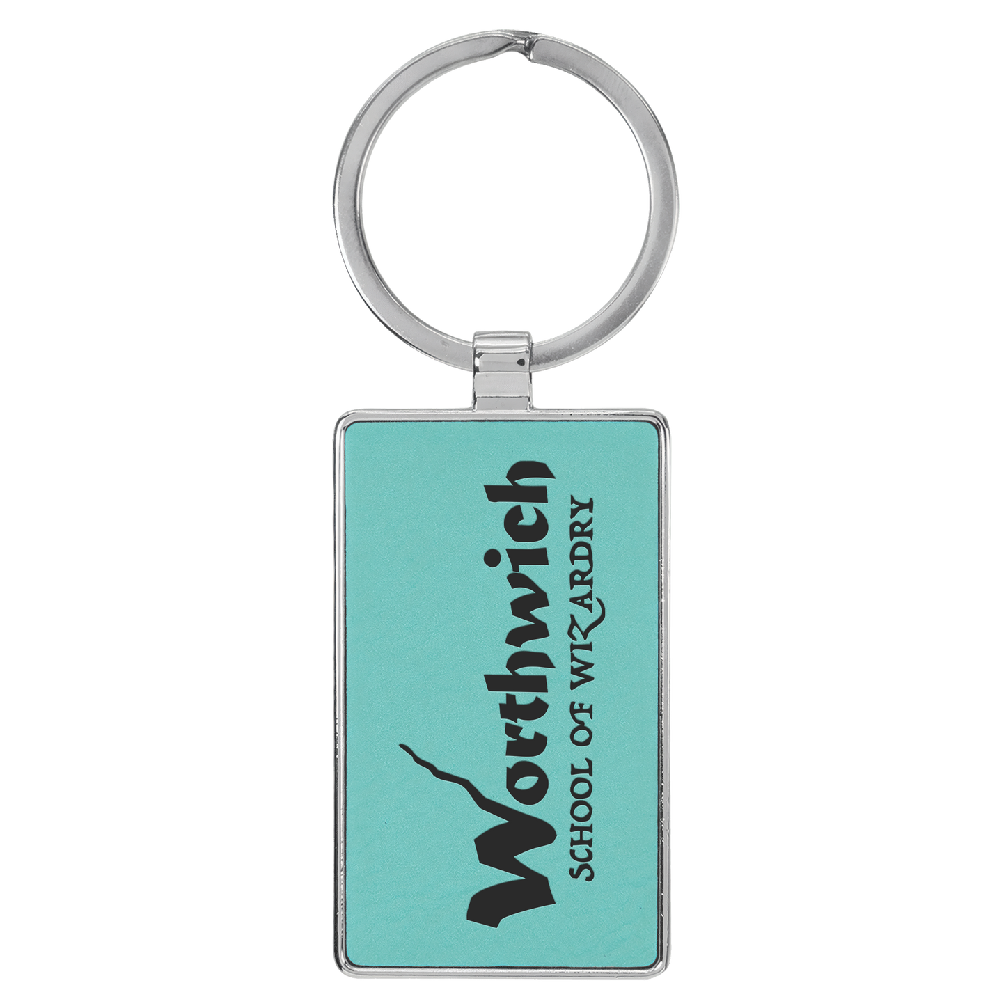 Rectangle Leatherette and Metal Keychain