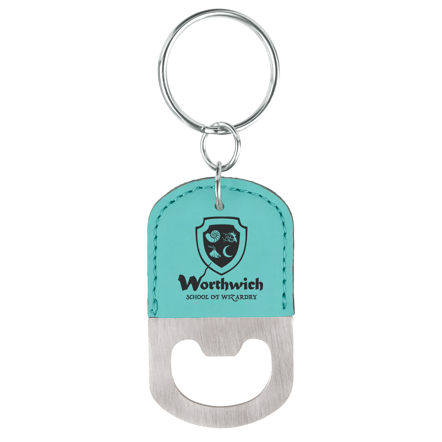 Oval Leatherette Bottle Opener Keychain