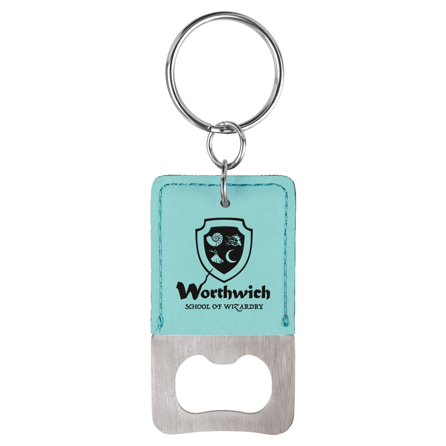 Rectangle Leatherette Bottle Opener Keychain
