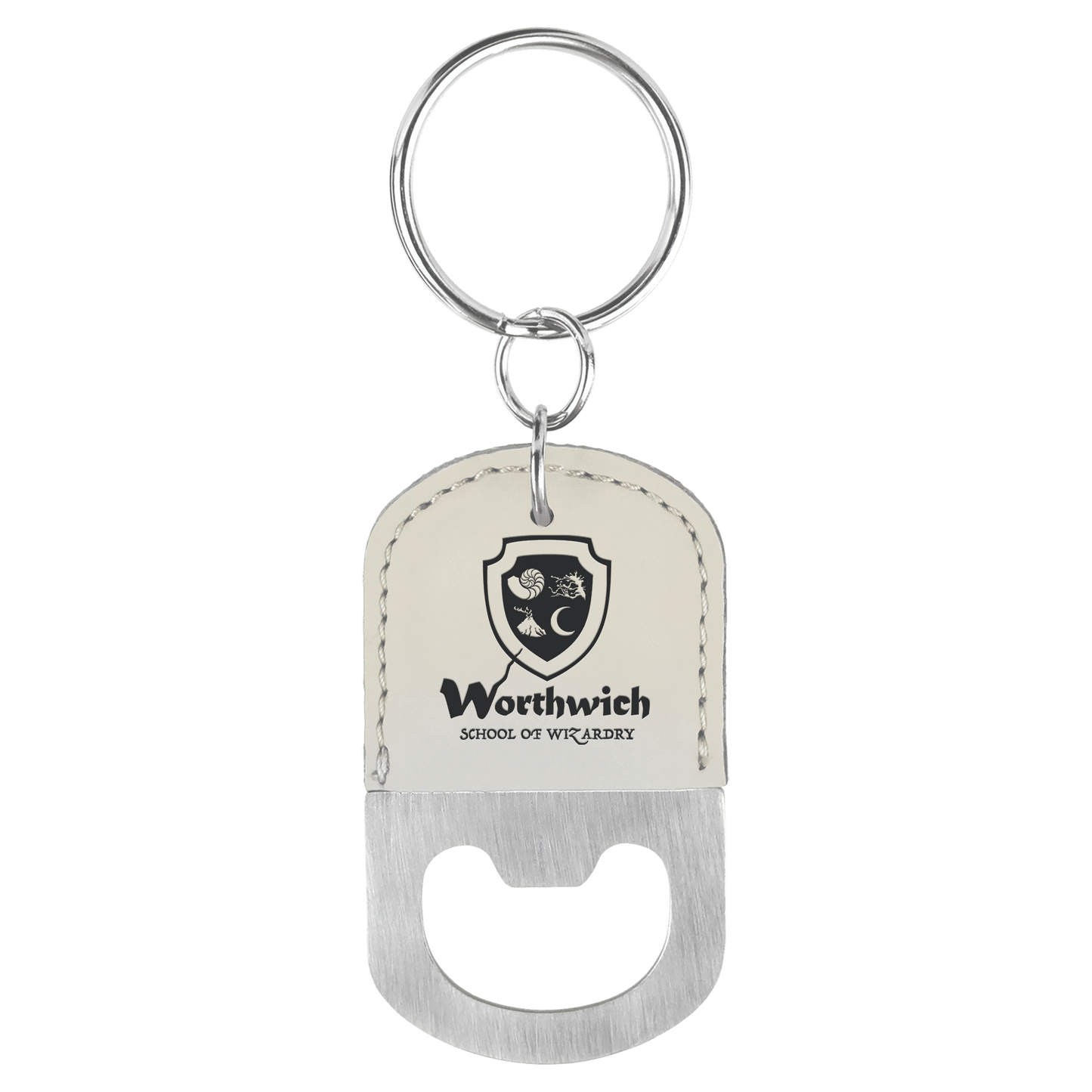 Oval Leatherette Bottle Opener Keychain
