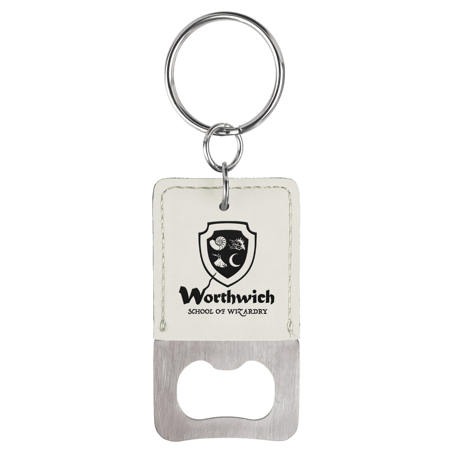 Rectangle Leatherette Bottle Opener Keychain