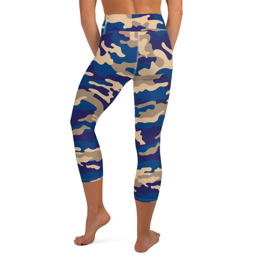 Blue Camo Yoga Capri Leggings
