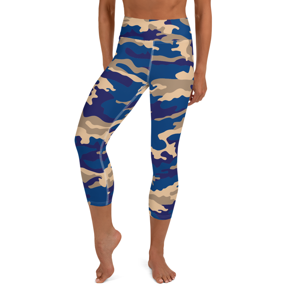 Blue Camo Yoga Capri Leggings