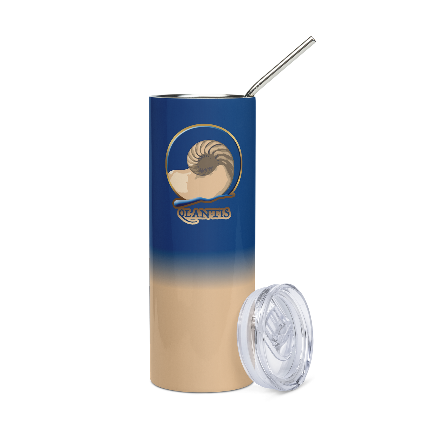 Qlantis Skinny Tumbler with Metal Straw
