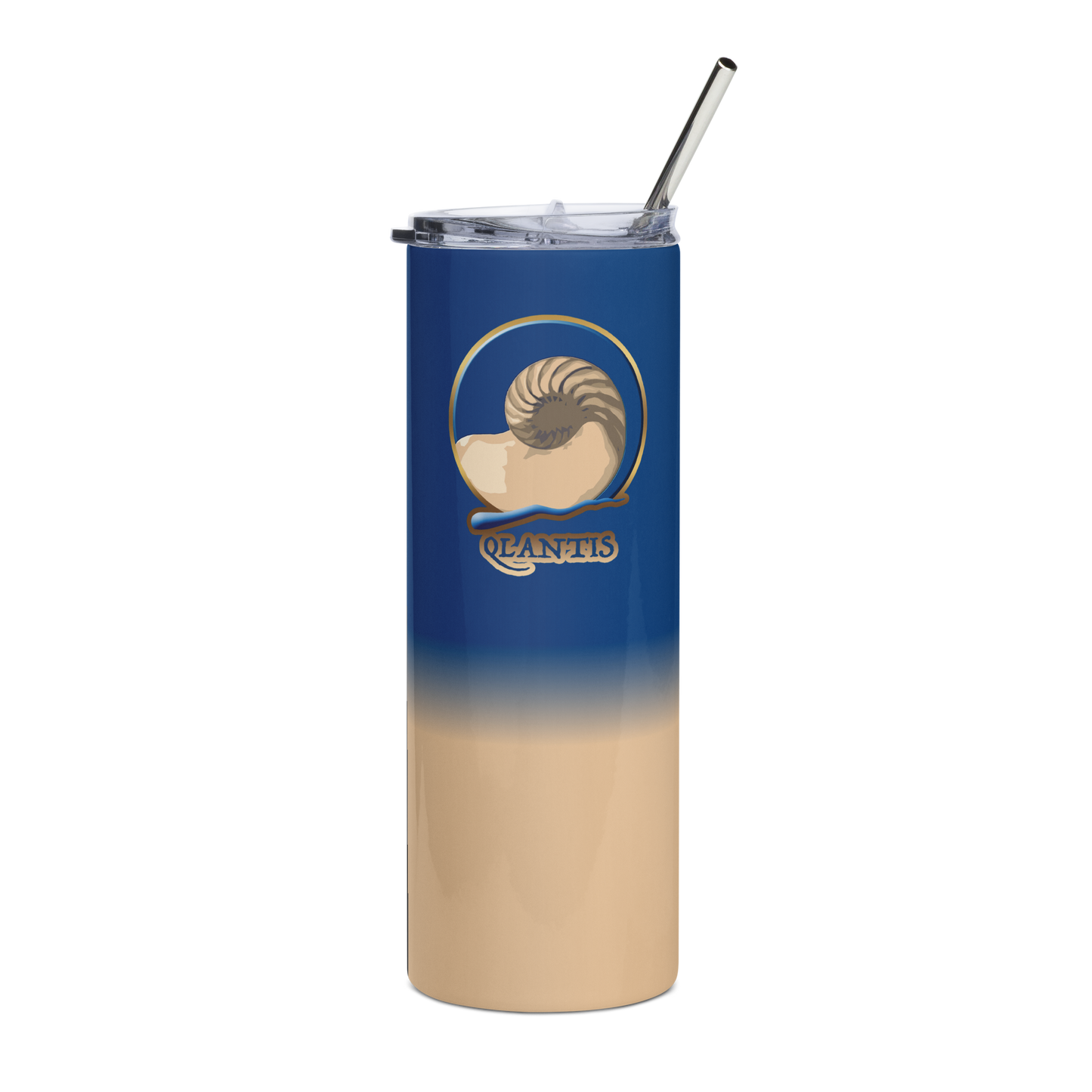 Qlantis Skinny Tumbler with Metal Straw