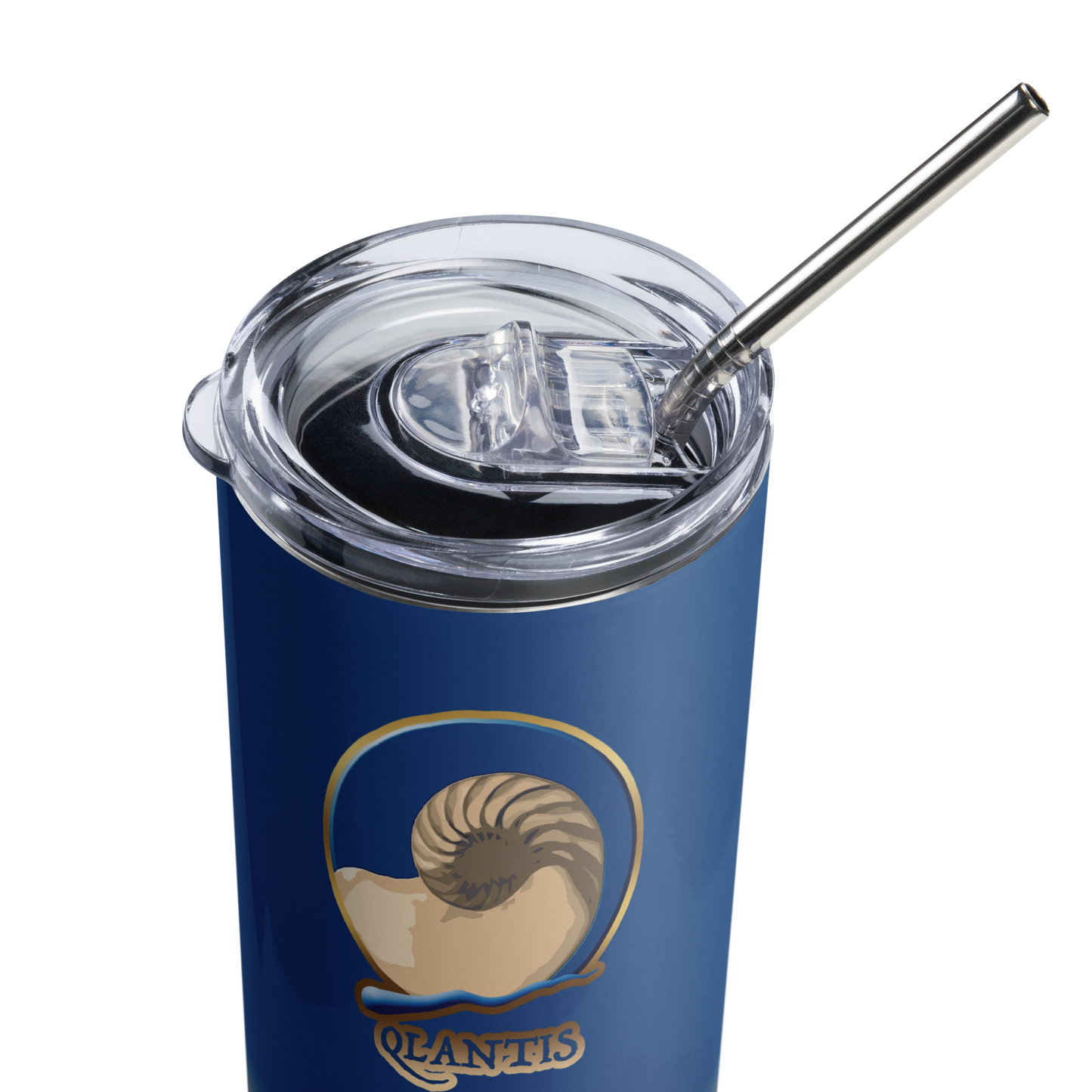 Qlantis Skinny Tumbler with Metal Straw