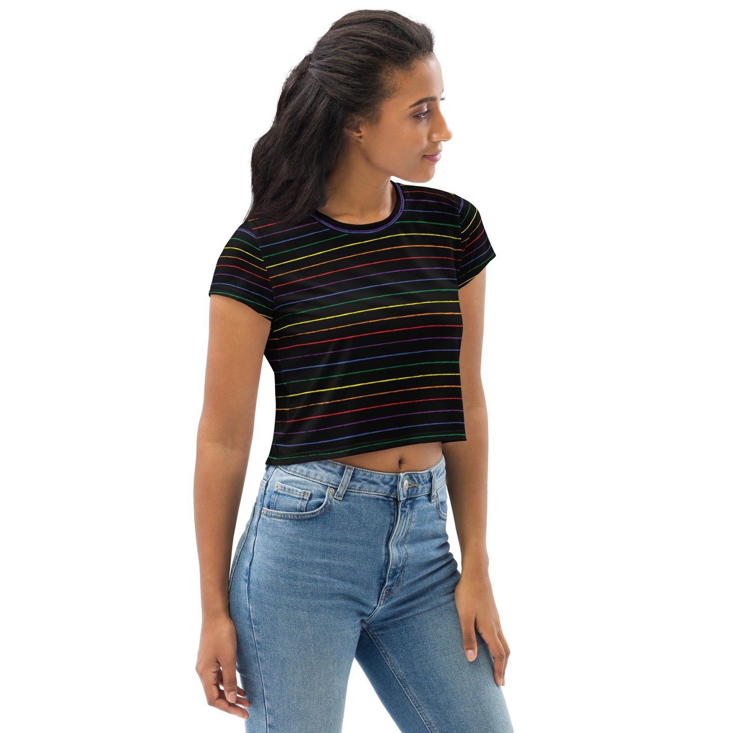 Classic Pride spaced graphite stripes black crop tee