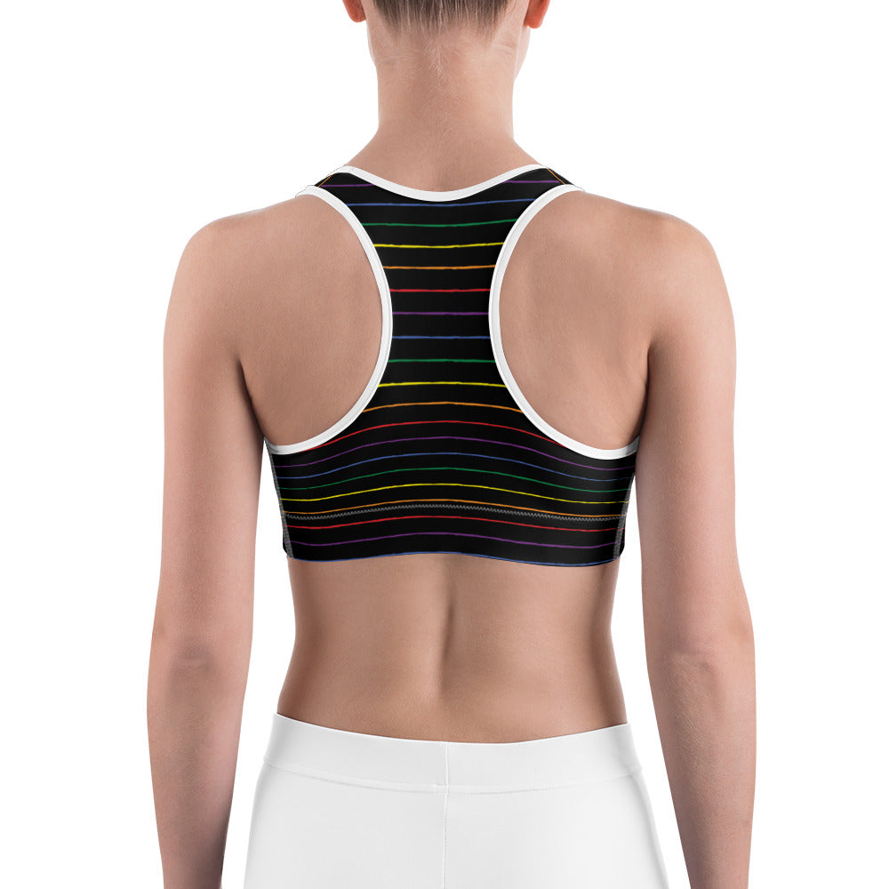 Classic Pride spaced graphite stripes Sports bra