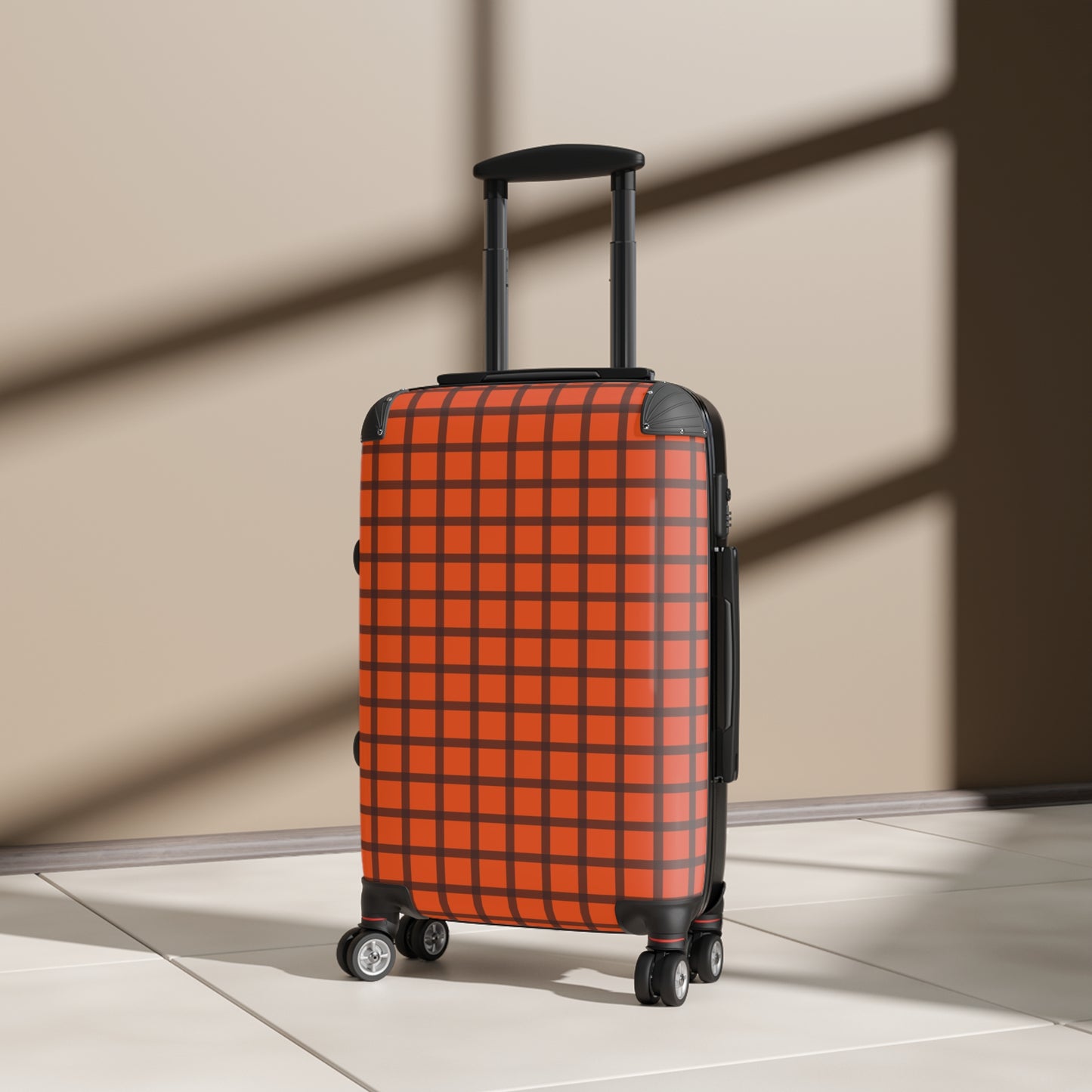 Orange & Brown Gingham Suitcase
