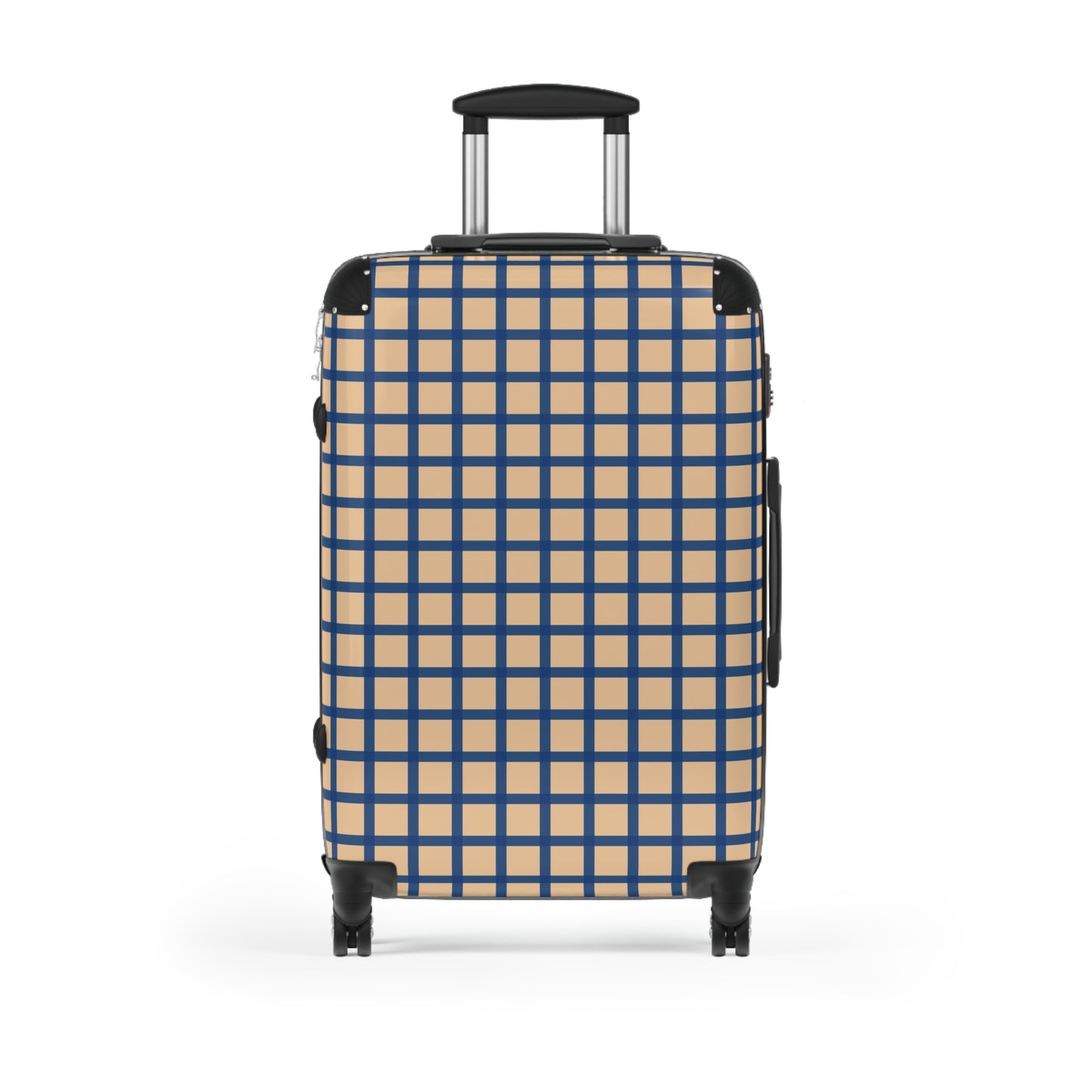 Tan & Blue Gingham Suitcase